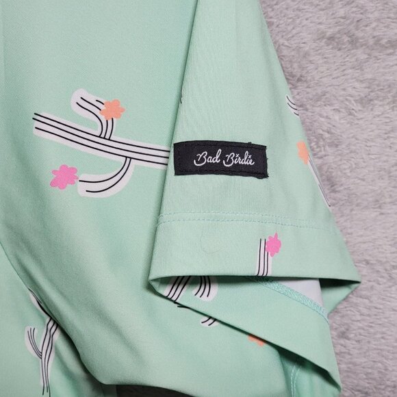 Bad Birdie Polo Shirt Mens XL Cactus Print Golf Performance Stretch Lightweight - Picture 3 of 9